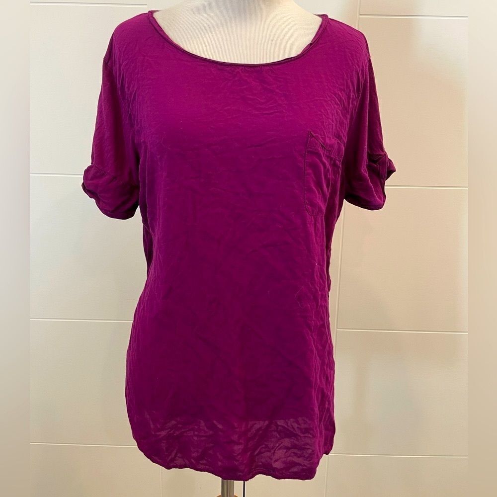 Plum blouse, nice flowy material, lays nicely